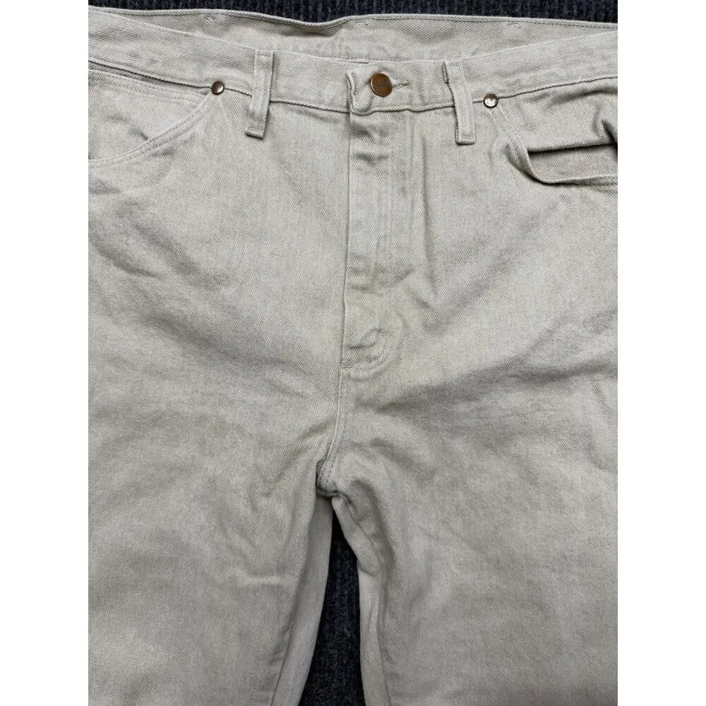 VINTAGE Wrangler Jeans Cowboy Cut 35x34 Tan Straight 936TAN Denim Western